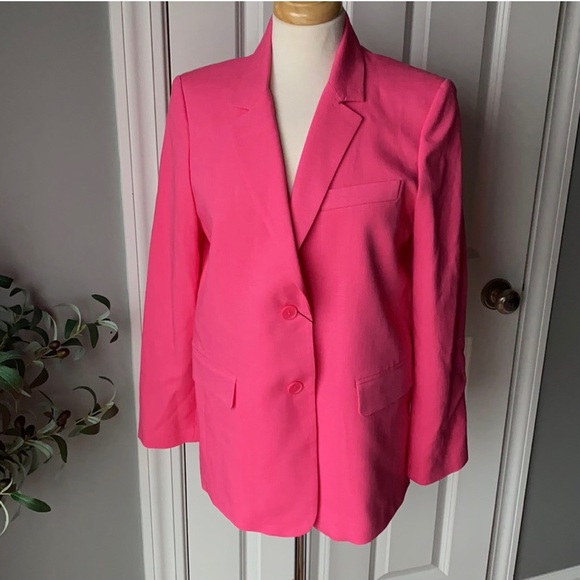 NWT GORGEOUS ZARA STRAIGHT BLAZER WITH POCKETS Fuchsia size S Blogger Favorite - Picture 9 of 16